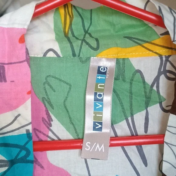 Colorful Vivante Lightweight 100% Cotton Robe - S/M - Maximalist Abstract Design - Picture 10 of 10